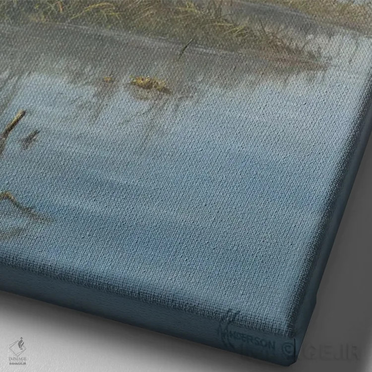 تابلو اردکهای کلهسبز در خط مقدم طوفان اثر اندرسون آرت (گروه هنری) - نمای نزدیک بافت بوم