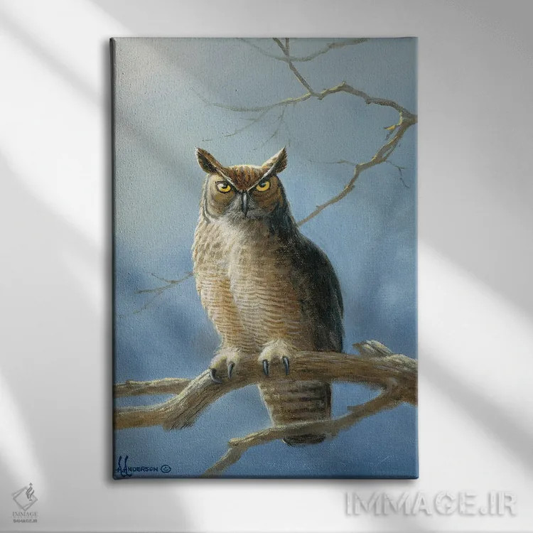 تابلو جغد دیدهبان اثر اندرسون آرت (گروه هنری) - نمای روبهرو روی دیوار