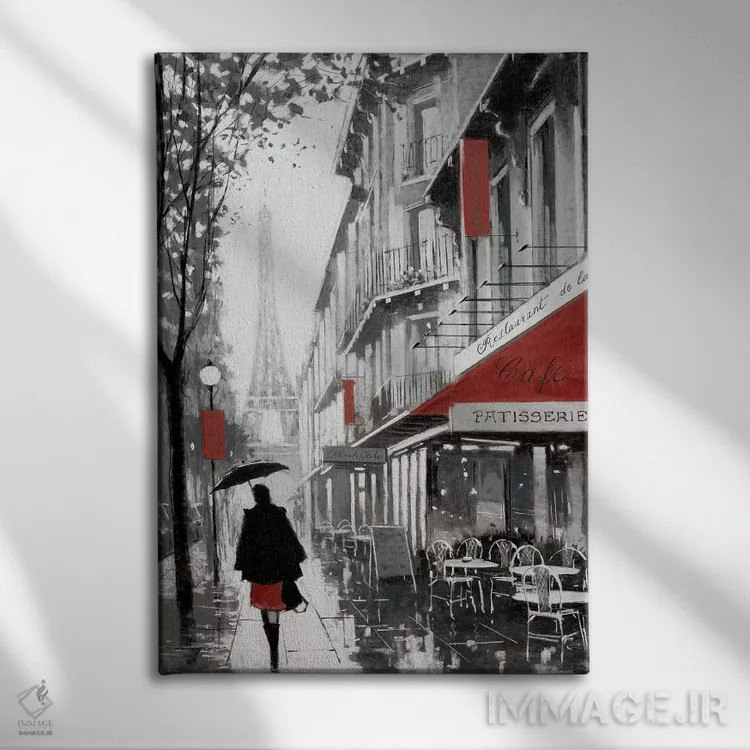 تابلو پاریس بارانی (شماره ۱) اثر ای. آنتونی اورم - نمای روبهرو روی دیوار