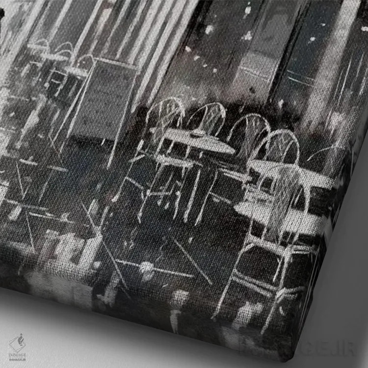 تابلو پاریس بارانی (شماره ۱) اثر ای. آنتونی اورم - نمای نزدیک بافت بوم