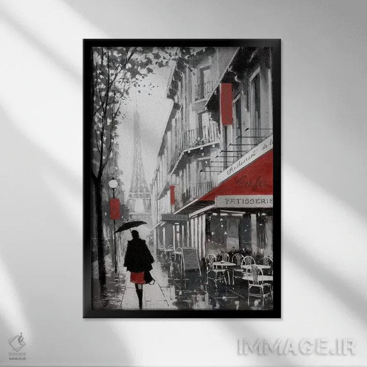 تابلو پاریس بارانی (شماره ۱) اثر ای. آنتونی اورم - نمای قابدار مشکی
