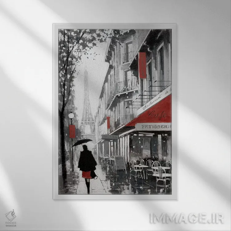 تابلو پاریس بارانی (شماره ۱) اثر ای. آنتونی اورم - نمای قابدار سفید