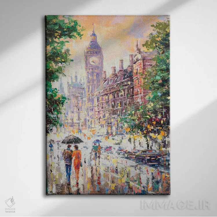 تابلو لندن (شهر) اثر آندره اوستاپچوک - نمای روبهرو روی دیوار