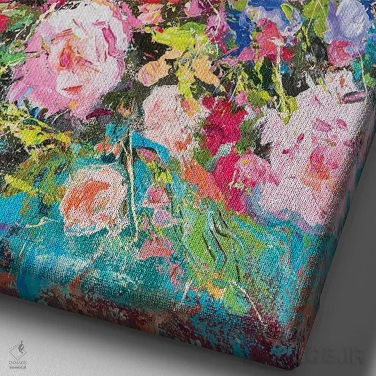 تابلو دستهگل اثر آندره اوستاپچوک - نمای نزدیک بافت بوم