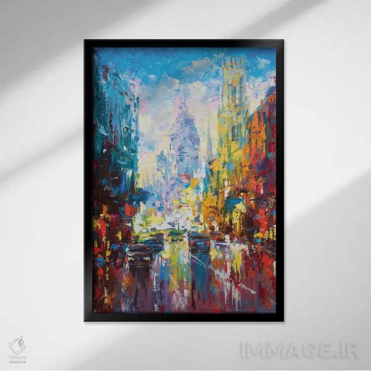 تابلو منظرهٔ شهری انتزاعی (لندن) اثر آندره اوستاپچوک - نمای قابدار مشکی