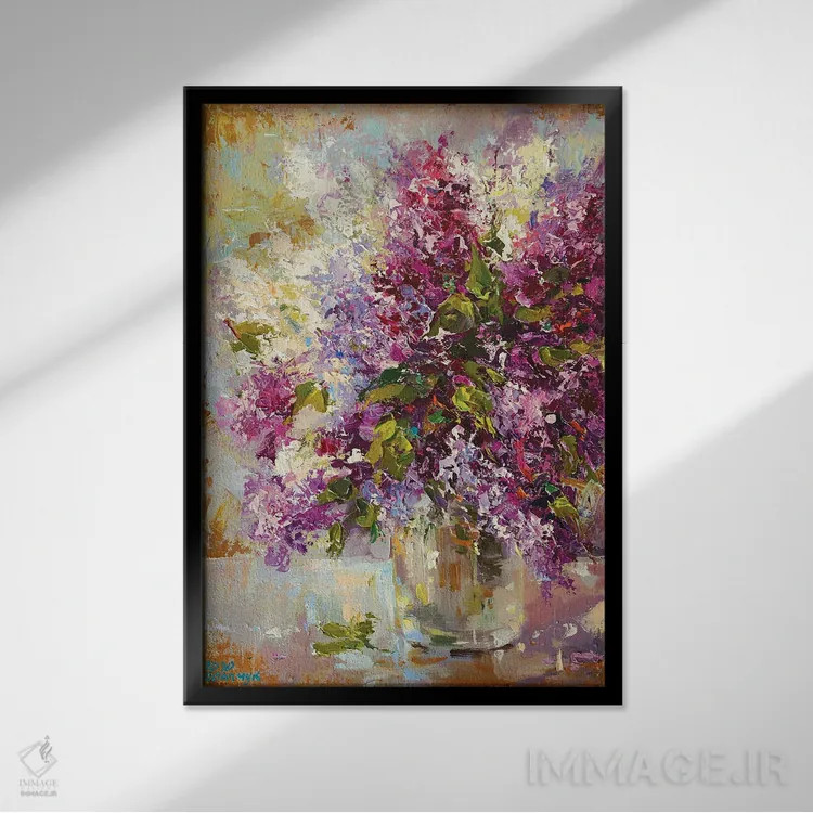 تابلو یاس بنفش (گل) اثر آندره اوستاپچوک - نمای قابدار مشکی