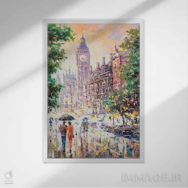 تابلو لندن (شهر) اثر آندره اوستاپچوک - نمای قابدار سفید