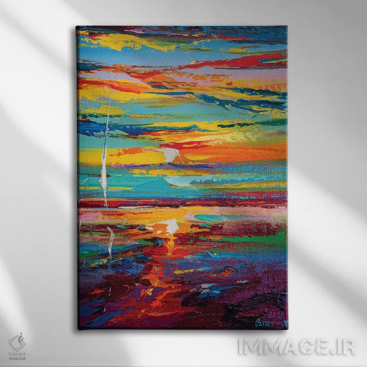 تابلو نمای دریا انتزاعی (شماره ۱۸) اثر آندره اوستاپچوک - نمای روبهرو روی دیوار