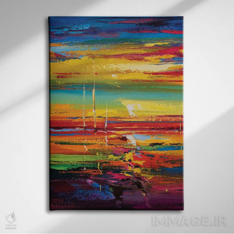 تابلو نمای دریا انتزاعی (شماره ۱۴) اثر آندره اوستاپچوک - نمای روبهرو روی دیوار