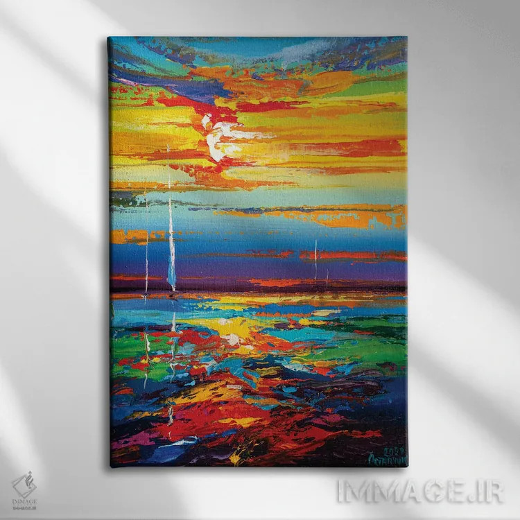 تابلو نمای دریا انتزاعی (شماره ۱۸) اثر آندره اوستاپچوک - نمای روبهرو روی دیوار