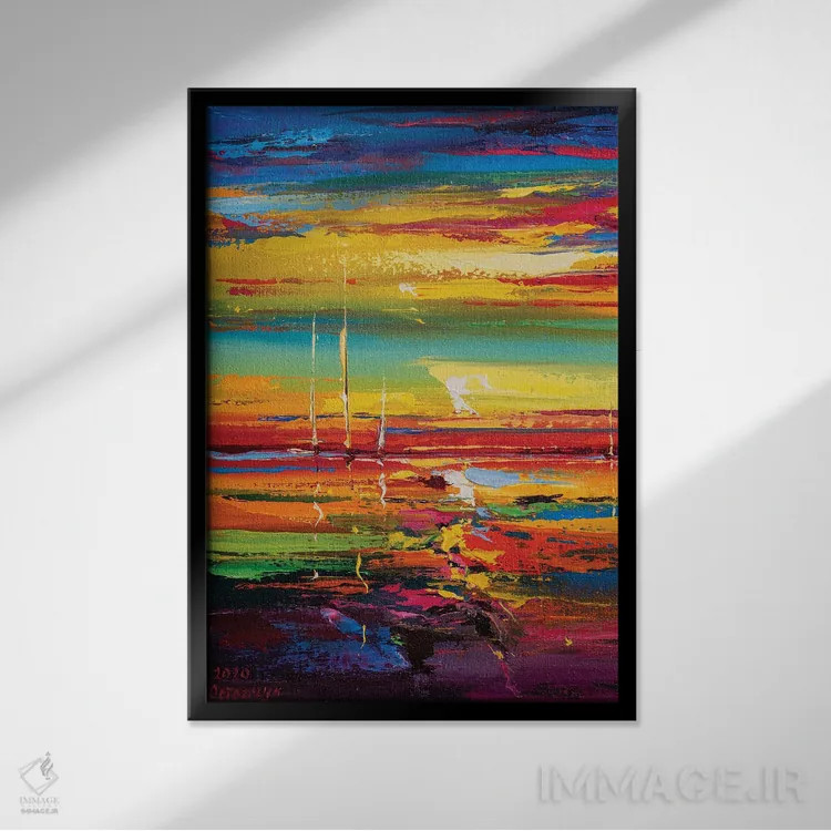 تابلو نمای دریا انتزاعی (شماره ۱۴) اثر آندره اوستاپچوک - نمای قابدار مشکی