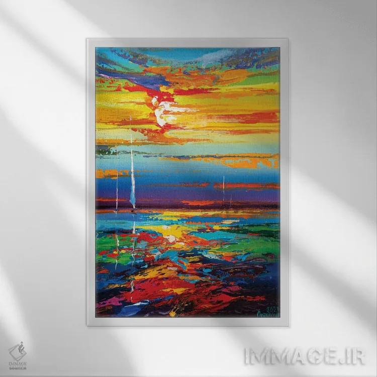 تابلو نمای دریا انتزاعی (شماره ۱۸) اثر آندره اوستاپچوک - نمای قابدار سفید