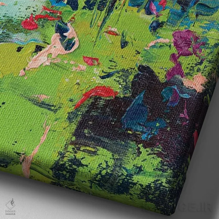 تابلو نیلوفرهای آبی (شماره ۲) اثر آندره اوستاپچوک - نمای نزدیک بافت بوم