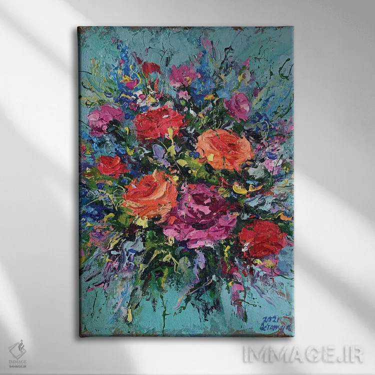 تابلو دستهگل (شماره ۵) اثر آندره اوستاپچوک - نمای روبهرو روی دیوار