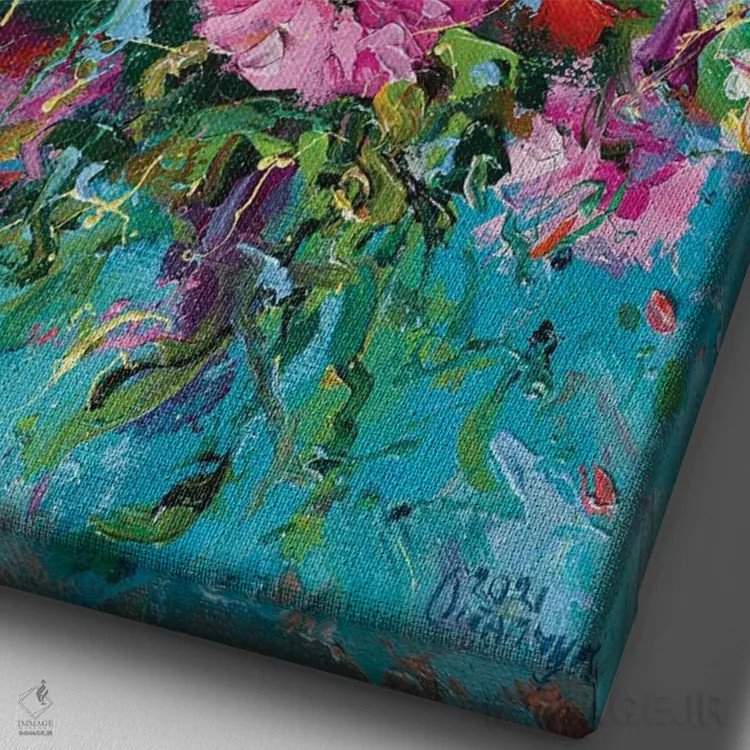 تابلو دستهگل (شماره ۴) اثر آندره اوستاپچوک - نمای نزدیک بافت بوم