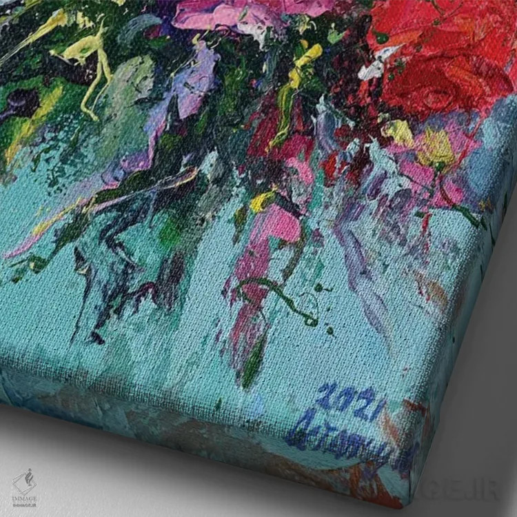 تابلو دستهگل (شماره ۵) اثر آندره اوستاپچوک - نمای نزدیک بافت بوم