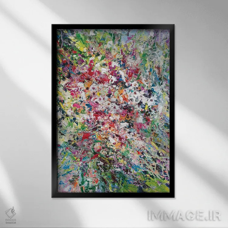 تابلو دستهگل انتزاعی (شماره ۱) اثر آندره اوستاپچوک - نمای قابدار مشکی