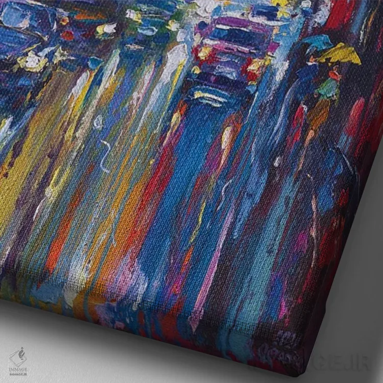 تابلو منظرهٔ شهری انتزاعی (شماره ۱) اثر آندره اوستاپچوک - نمای نزدیک بافت بوم