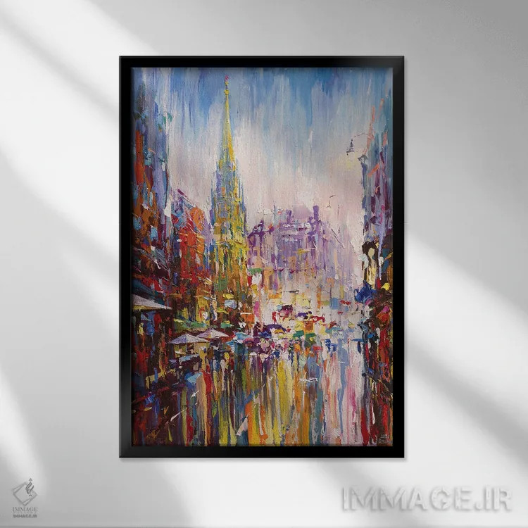 تابلو منظرهٔ شهری انتزاعی وین اثر آندره اوستاپچوک - نمای قابدار مشکی