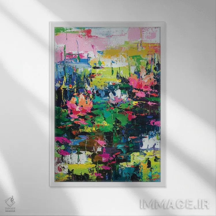 تابلو چشمانداز انتزاعی (نیلوفر آبی) اثر آندره اوستاپچوک - نمای قابدار سفید