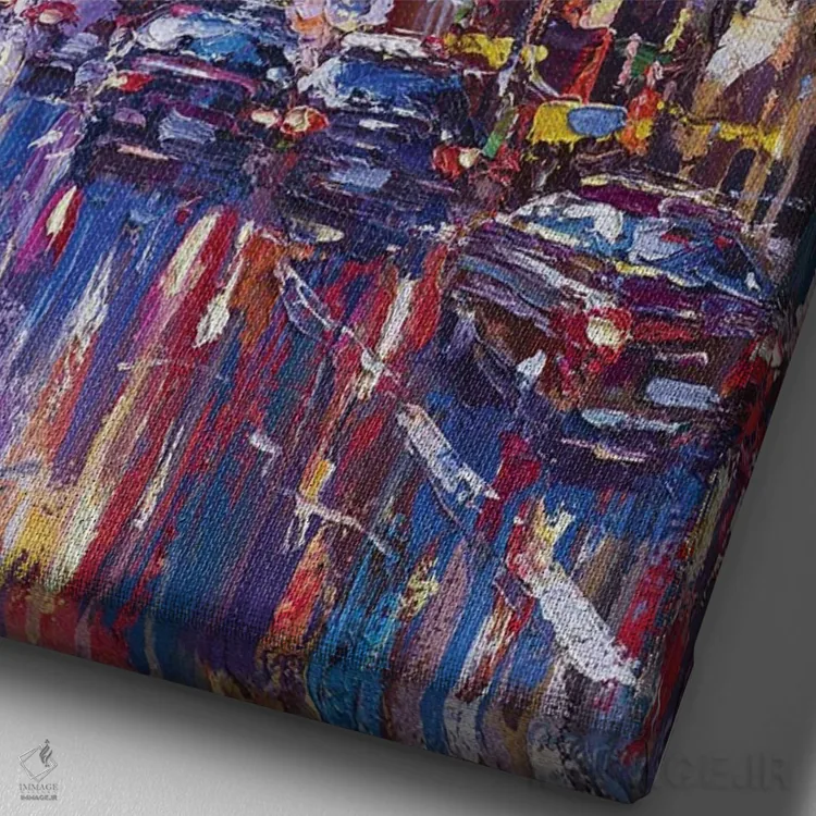 تابلو منظرهٔ شهری انتزاعی لندن (شماره ۳) اثر آندره اوستاپچوک - نمای نزدیک بافت بوم