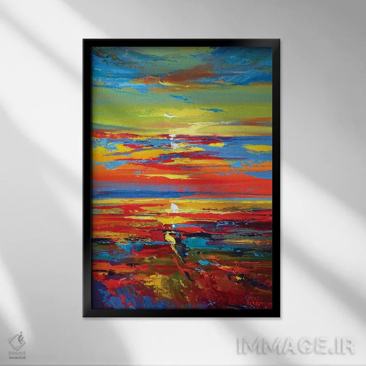 تابلو نمای دریا انتزاعی (شماره ۴) اثر آندره اوستاپچوک - نمای قابدار مشکی