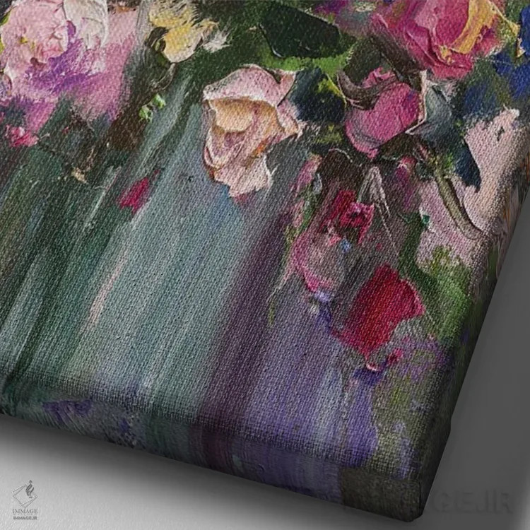 تابلو دستهگل (شماره ۷) اثر آندره اوستاپچوک - نمای نزدیک بافت بوم