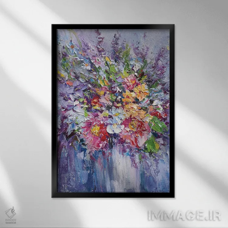 تابلو دستهگل (شماره ۶) اثر آندره اوستاپچوک - نمای قابدار مشکی