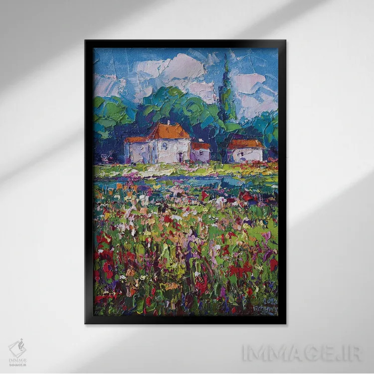 تابلو چشمانداز روستایی (شماره ۱) اثر آندره اوستاپچوک - نمای قابدار مشکی