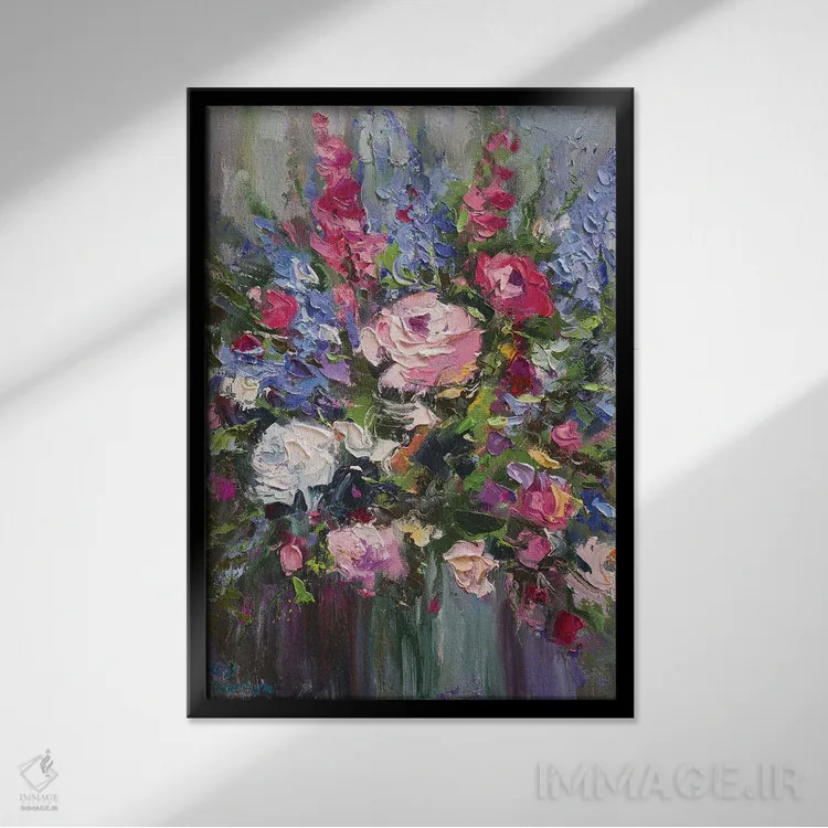 تابلو دستهگل (شماره ۷) اثر آندره اوستاپچوک - نمای قابدار مشکی