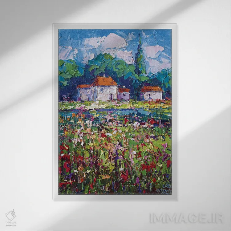 تابلو چشمانداز روستایی (شماره ۱) اثر آندره اوستاپچوک - نمای قابدار سفید