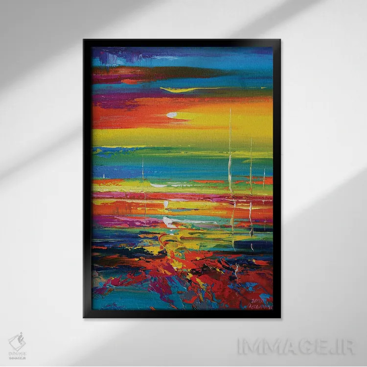 تابلو نمای دریا انتزاعی (شماره ۸) اثر آندره اوستاپچوک - نمای قابدار مشکی