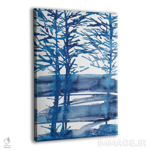 تابلو درختان آبی روشن، منظرهٔ آبرنگ اثر آنا اوز - نمای پرسپکتیو محصول