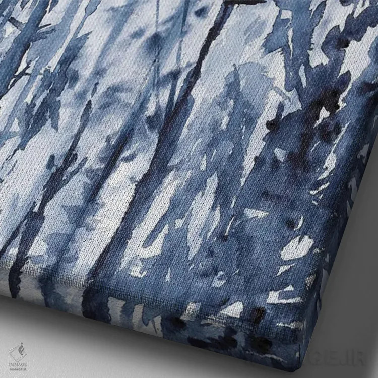 تابلو منظرهٔ بهاری آبی روشن (آبرنگ) اثر آنا اوز - نمای نزدیک بافت بوم