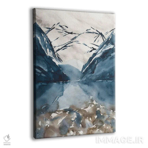 تابلو کوهها با آبرنگ، منظرهٔ آبی اثر آنا اوز - نمای پرسپکتیو محصول