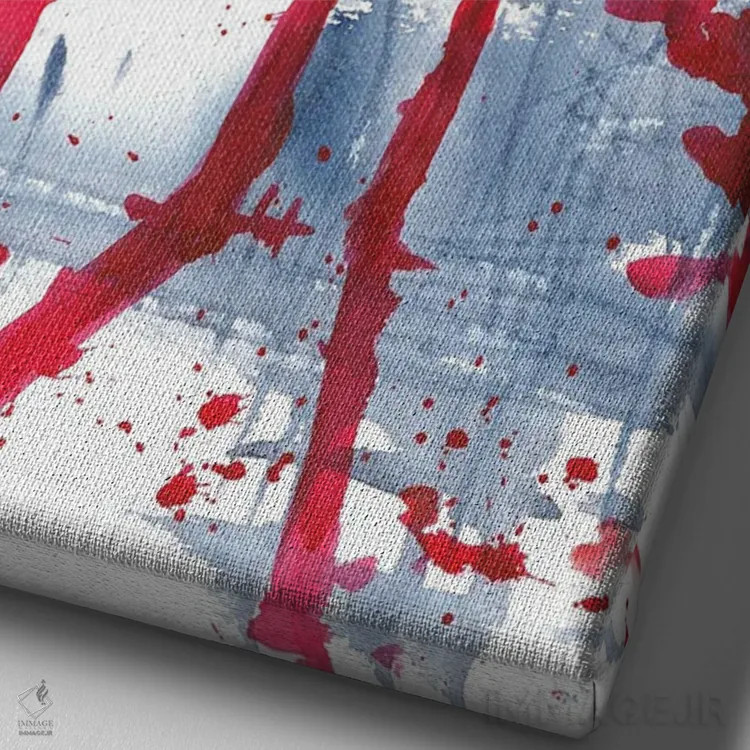 تابلو منظرهٔ آبی و ارغوانی (آبرنگ) اثر آنا اوز - نمای نزدیک بافت بوم