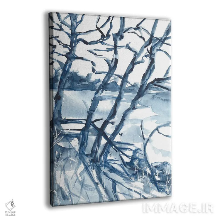تابلو منظرهٔ زمستانی آبی، درختان اثر آنا اوز - نمای پرسپکتیو محصول