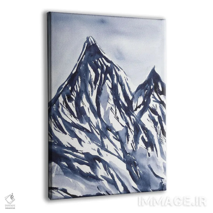 تابلو کوههای آبی در برف (منظرهٔ آبرنگ) اثر آنا اوز - نمای پرسپکتیو محصول