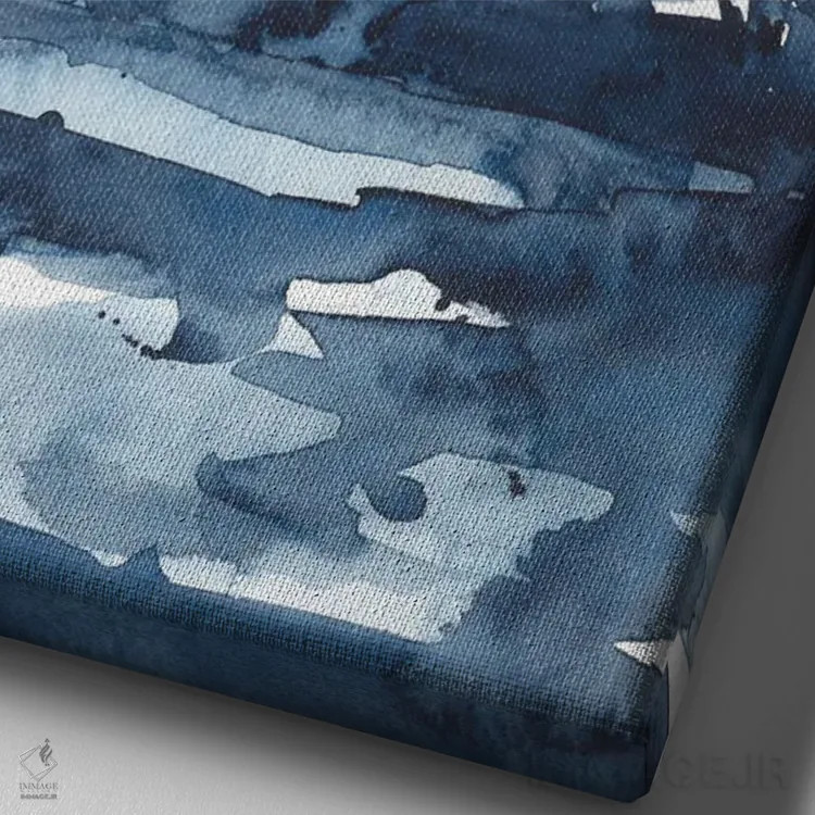 تابلو درخت انتزاعی آبی تیره (آبرنگ) اثر آنا اوز - نمای نزدیک بافت بوم