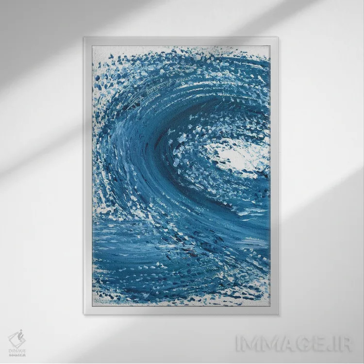 تابلو موج آبی I (شماره یک) اثر آنا اوز - نمای قابدار سفید
