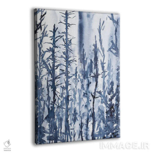 تابلو درختان مرموز آبی، منظرهٔ آبرنگ اثر آنا اوز - نمای پرسپکتیو محصول