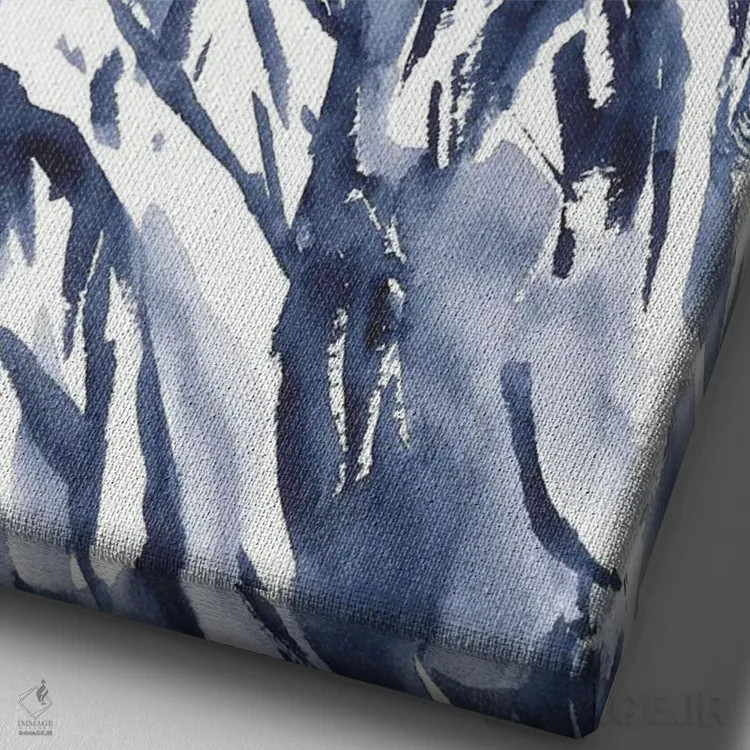 تابلو کوههای آبی در برف (منظرهٔ آبرنگ) اثر آنا اوز - نمای نزدیک بافت بوم