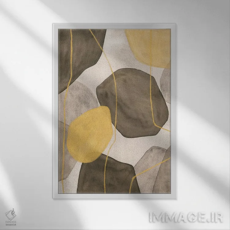 تابلو انتزاع با رنگهای زمینی اثر آنا اوز - نمای قابدار سفید