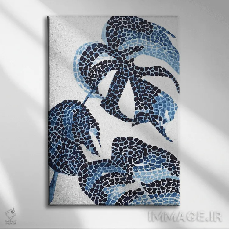 تابلو مونسترا آبی (گیاه زینتی) اثر آنا اوز - نمای روبهرو روی دیوار