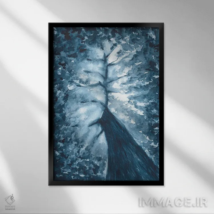 تابلو درخت مرموز (انتزاعی آبرنگ) اثر آنا اوز - نمای قابدار مشکی