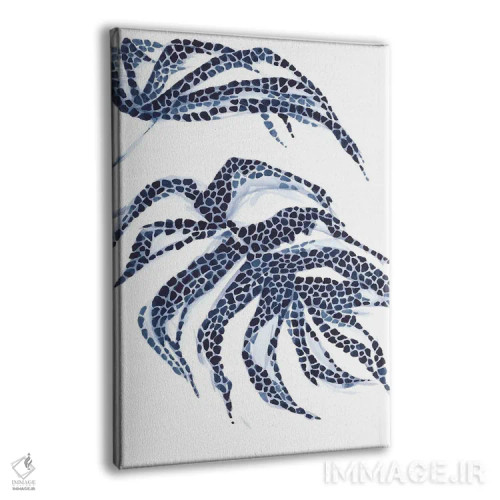 تابلو مونسترا آبی انتزاعی (گیاه زینتی) اثر آنا اوز - نمای پرسپکتیو محصول
