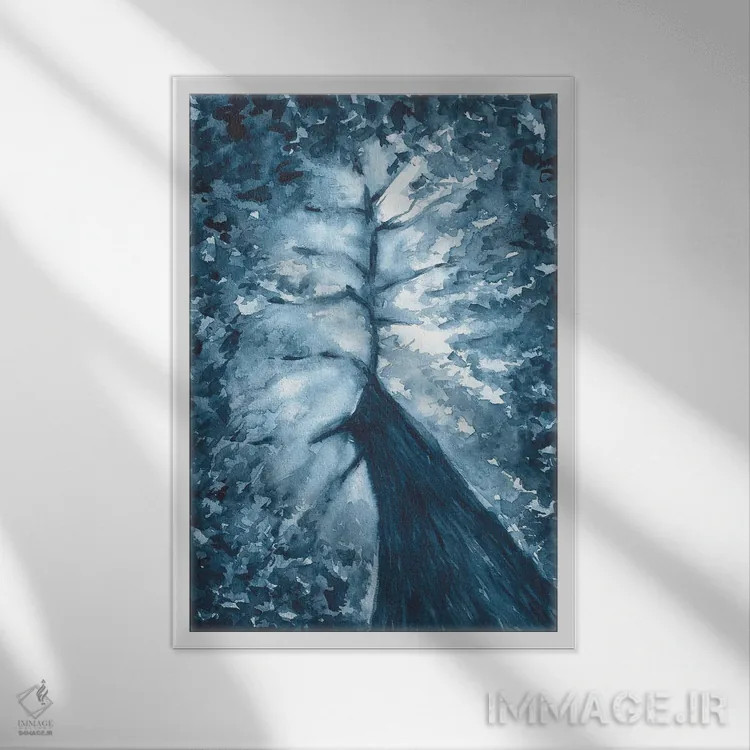 تابلو درخت مرموز (انتزاعی آبرنگ) اثر آنا اوز - نمای قابدار سفید