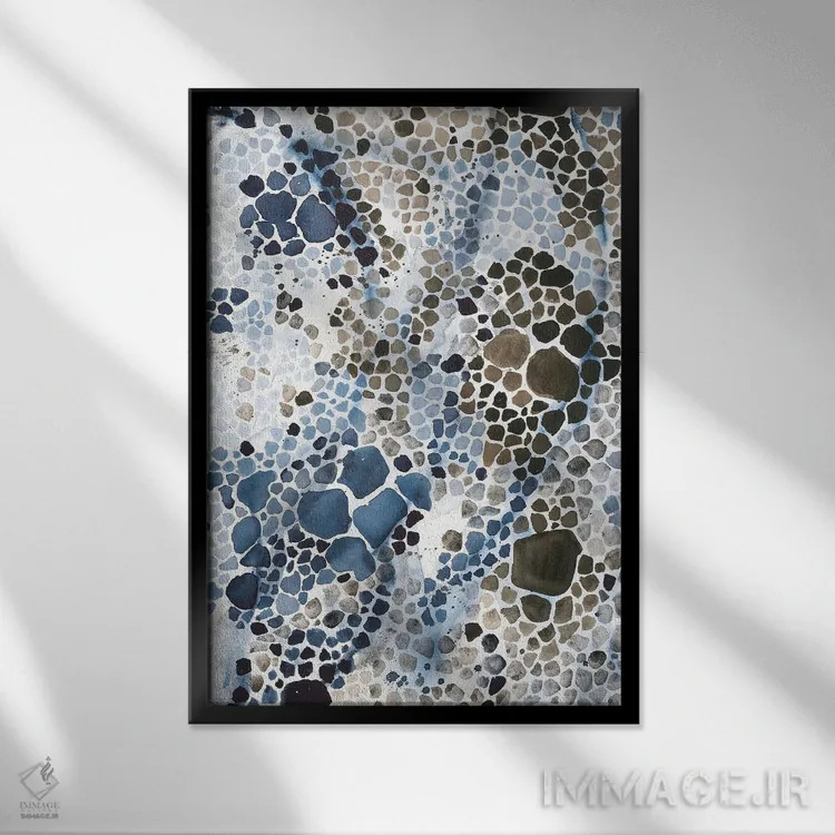 تابلو انتزاع آبی و قهوهای II (شماره دو) اثر آنا اوز - نمای قابدار مشکی