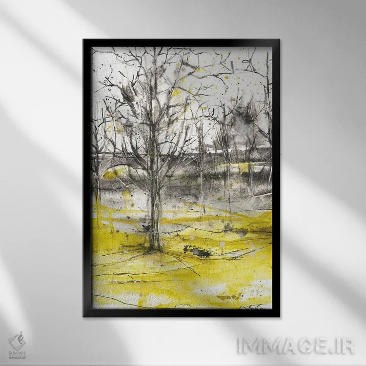 تابلو منظرهٔ پاییزی، درختان اثر آنا اوز - نمای قابدار مشکی