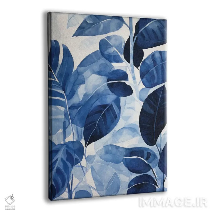 تابلو برگهای آبی تیره اثر آنا اوز - نمای پرسپکتیو محصول